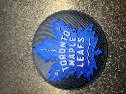 toronto maple leafs emblem logo hockey canucks puck coasters wall art ice arena 3d print model - Mito3D