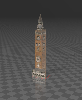 torrazzo cremona low poly italy tower architecture building church belltower lowpoly 3d print model - Mito3D