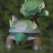 Torterra Jeu Pokémon Pikachu cendre turtwig grotter sinnoh herbe Terre évolution anime manga chimchar pipi entrée 3d print model - Mito3D