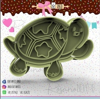 tartaruga feliz biscoito cortador 3d impressão animal pequeno bebê padaria frio porcelana 3d print model - Mito3D