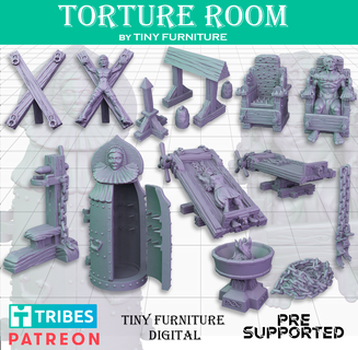 torture room Game miniatures tabletop wargames roleplaying pathfinder dungeons and dragons terrain fantasy 28mm 3d print model - Mito3D