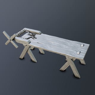 tortura mesa diorama Judas cuna madera caballo rotura rueda medieval 3d print model - Mito3D