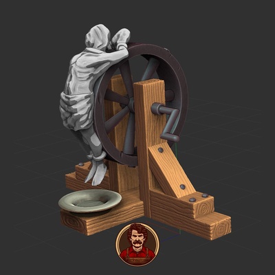 torture roue jeu bois croisade tranchée pesant diorama jeux guerre monde médiéval 3d print model - Mito3D