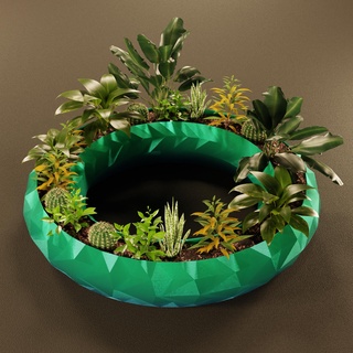 torus vase box container desktop planter garden plant cute gift idea free cool new creative fast donut 3d print model - Mito3D