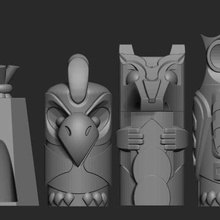 totem chess set chessset king queen bishop knight rook pawn game toy 3d print model - Mito3D
