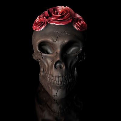 crâne mit rosen ii art queisser dekoration sculpture conception qu3d hautpolygone mensch geschenk 3dmodell 3dfile 3ddruck 3d print model - Mito3D