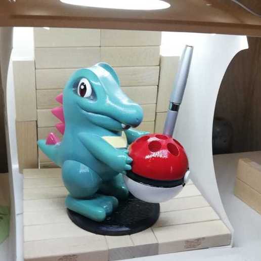 totodile dolma kalem Kulp destek pokemon tüyler Dinozor Pokebola sıra sürüngen dürtmek top 3D print model - Mito3D