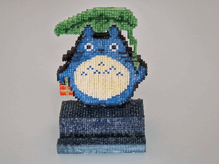 totoro phone holder mobile pixel art cool ornament ghibli tablet support 3d print model - Mito3D