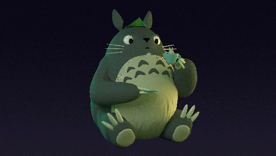 Totoro chá arte ghibli fofa scult anime Japão animal estátua 3d print model - Mito3D