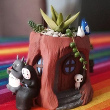 Totoro casa árvore flor Panela organizador fofa plantador plantar suculento vaso ghibli diorama hirama Kaonashi noface escritório presente natureza pequeno brinquedo 3d print model - Mito3D