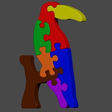 tucano jigsaw puzzle gioco tucan bird ave parrot l'america del sud america ragazzi animale kid di giocattolo animali bambini i giocattoli bambino natura collezione stampa 3d stl obj 3d print model - Mito3D