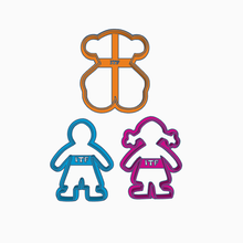 Garoto Urso menina crianças logotipo biscoito cortador 3d print model - Mito3D