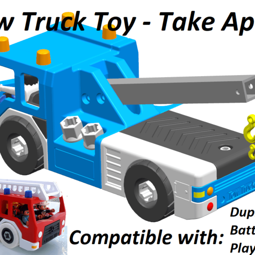 tow truck - take apart game playmobil lego duplo toddler nut screw fire toy 3D print model - Mito3D