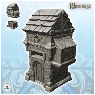 tower dried mud walls oriel 10 - medieval feudal archaic saga 28mm 15mm building architecture tabletop miniatures scenery wargame game terrain house accessories middle age dark rose war traditionnal fantasy european village 3d print model - Mito3D