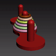 kule Hanoi Ayarlamak sütunlar oyun zeka oyuncak çocuklar Hobiler bulmacalar 3d print model - Mito3D