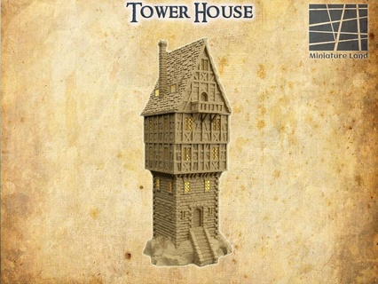 Torre Casa 28 mm tavolo terreno rpg dnd cittadina medievale supportoFree vecchio calcolo negozio struttura giocabile interni modulare 28mm 25mm 15mm gioco guerra 3d print model - Mito3D