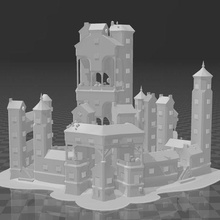 town 2 architecture townscaper poly 3d print buildings build island city 3d print model - Mito3D