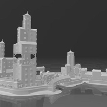ville 3 architecture paysagiste poly 3d impression bâtiments construire île 3d print model - Mito3D