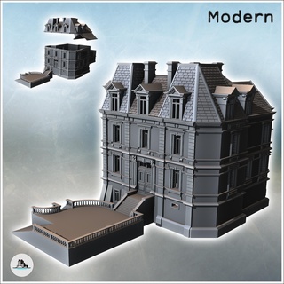 town hall hermanville normandy france - modern ww2 ww1 world war diaroma wargaming rpg mini hobby building architecture tabletop miniatures scenery wargame game terrain accessories west two contempory flames yankee walking crisis bolt 3d print model - Mito3D