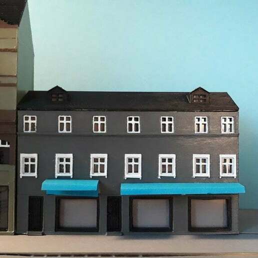 kasaba ev h0 ho Aarhus Rhus ölçek bina trenler tramvay tren mağaza Meydan 3D print model - Mito3D