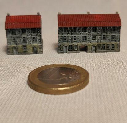 townhouse 3 - 5 models 2-4mm wg t-scale trains diorama scenery house town medieval napoleon wargame tabletop tabletopgames building games t-gauge tscale 3d print model - Mito3D