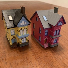 casa geminada 3 arquitetura brinquedo pintura mini impressão pequeno Cidade vitoriana imprimível cidade 3d print model - Mito3D