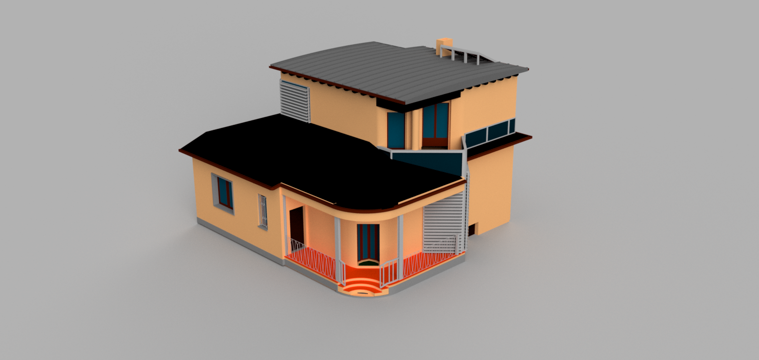 townhouse v1 h0 3D print model - Mito3D