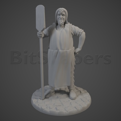 townsfolk medieval baker game 28mm rpg role playing game tabletop male man puffy 3d print model - Mito3D