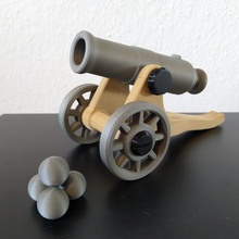 toy canon - functional shooting ball bullet barrel moving 3d print model - Mito3D