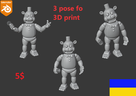 oyuncak Freddy fnaf fnaf2 minyatürler heykeller ayı figürinler cadılar bayramı korku karakter heykel fantezi kurgusal yaratık 3d print model - Mito3D