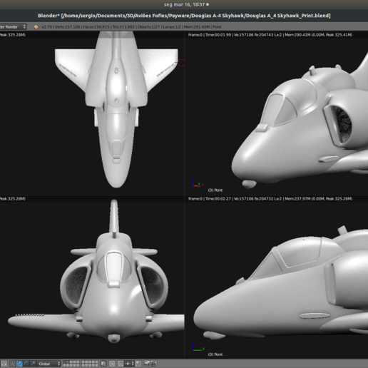 brinquedo avião - douglas a-4m skyhawk jogo kawai chibi bonito modelo jet lutador de veículos 3D print model - Mito3D