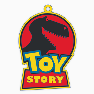toy story dino logo key ring keychain 3d printing stl design quality durability fanatic gift film iconic friendly colorful fun 3d print model - Mito3D