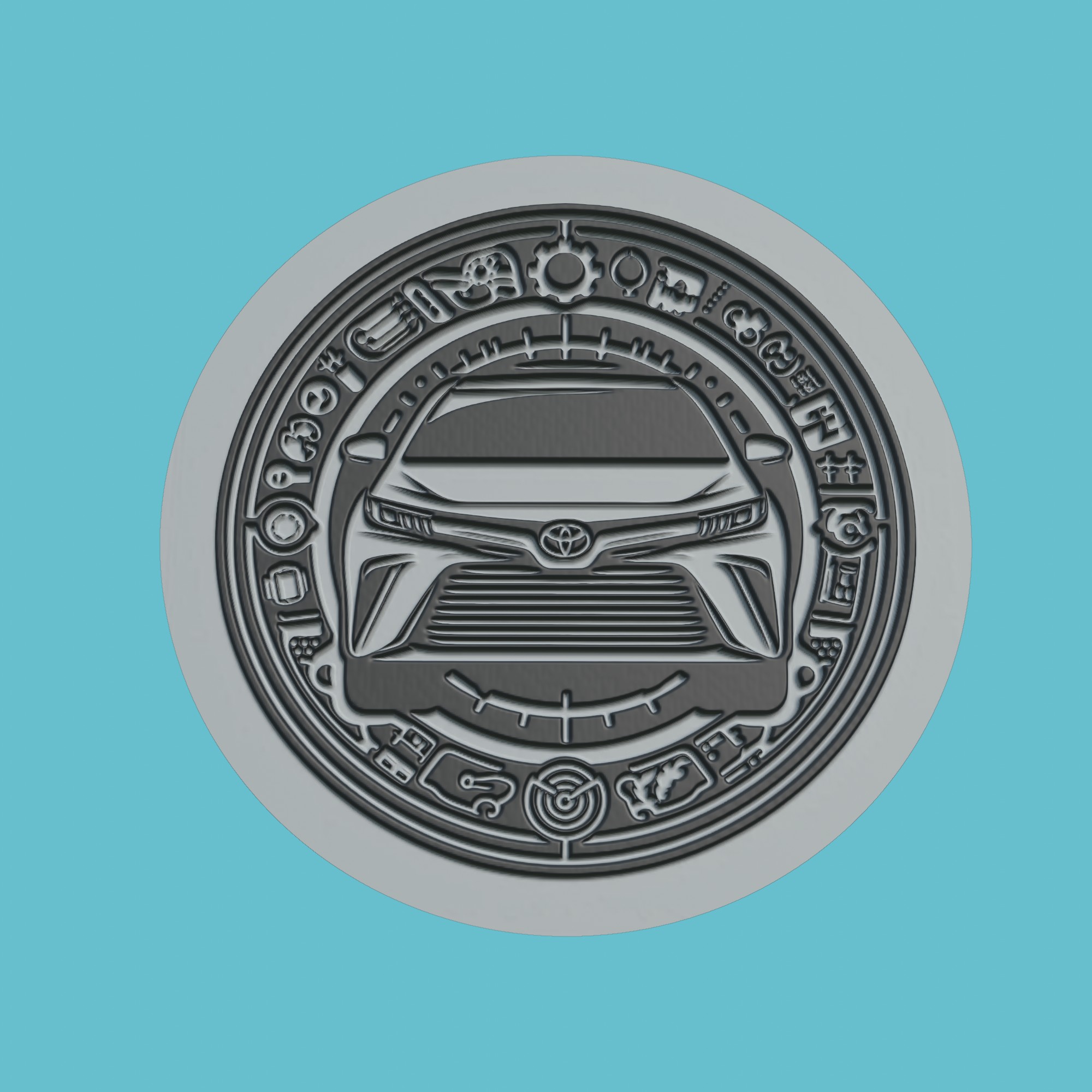 toyota carro medalhão cnc 3d impressora obj stl arte veículo vau chevrolet mercedes volkswagen car medallion pingente colar moeda 3dprint 3D print model - Mito3D