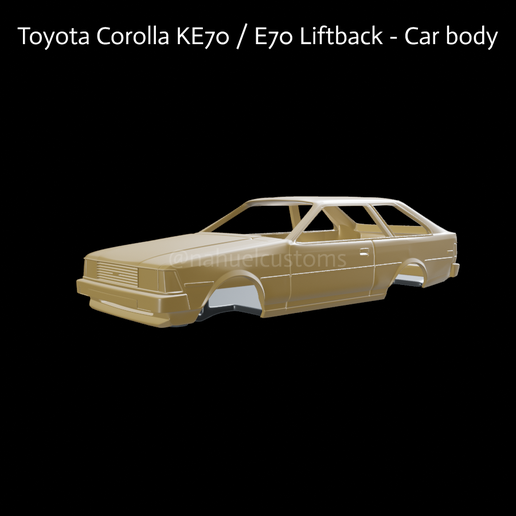 Toyota corola ke70 e70 puxar volta carro corpo deriva personalizadas diecast rc fenda modelo kit quente rodas caixa fósforos Tamiya 3D print model - Mito3D