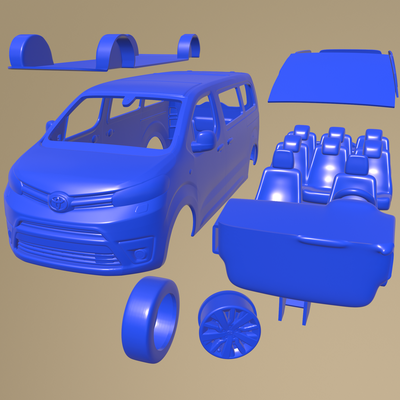 toyota proace verso 2016 imprimível carro in separado partes corpo fenda 1 10 escalextrico tamiya rc miniz rastejante kyosho axial traxxas micro 3d print model - Mito3D