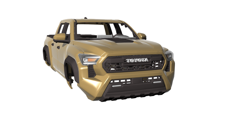toyota tacoma trd pro 2024 324 mm wheelbase 1 10 game axial scx10 ford bronco jeep traxxas rc 313mm scale chevrolet silverado cat eye truck dually land cruiser 324mm 3d print model - Mito3D