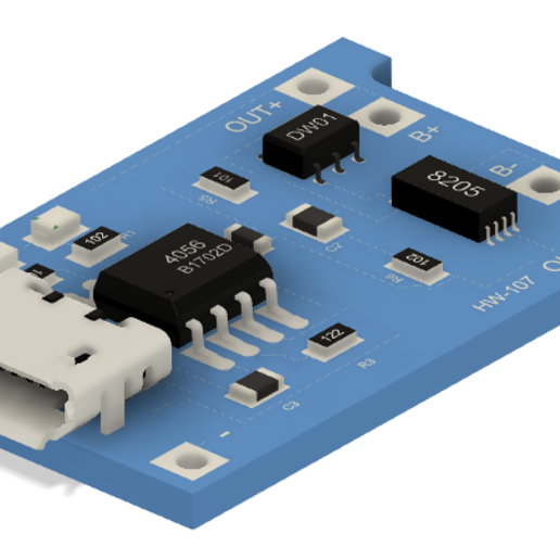 tp4056 chargeur de batteries au lithium - module mini-usb outil la batterie le 3D print model - Mito3D