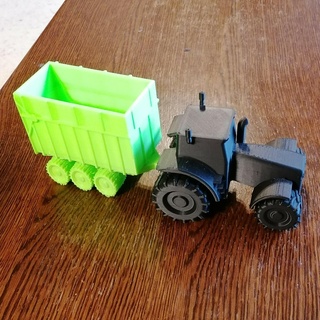 tractor + trailer farm wheel decoration tool gift toy farmlife art gadget random car 3d print model - Mito3D