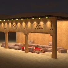 tradicional árabe ar livre jantar salão arquitetura retro construção golfo saudita emirados Catar arábia cultura deserto areia Bahrein Kuwait casa exterior sahara 3d print model - Mito3D