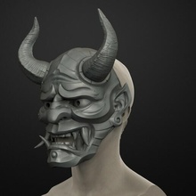 traditional japanese hannya mask oni samurai 3d print model collection decoration cosplay masquerade game festival demon myths ghost of tsushima 3d print model - Mito3D