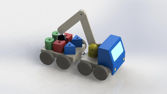 remolque juguete grua coche vehiculo niños tornillos empulgueras juegos 3d print model - Mito3D