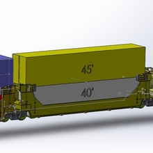 train twin-stack car ho 1 87 1:87th wagon container contain articulated us wellcars 3d print model - Mito3D