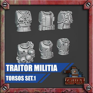 traidor milícia torsos conjunto 1 w42k caos astra militarum 3d print model - Mito3D