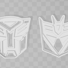 tranformers logo cookie cutter x2 home cookiecutter mold biscuit transformers disappointments autobots 3d print model - Mito3D