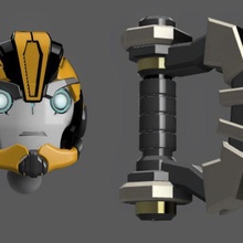 transformers prime beast hunter bumblebee unmasked head polarity gauntlet gadget hunters 3d print model - Mito3D