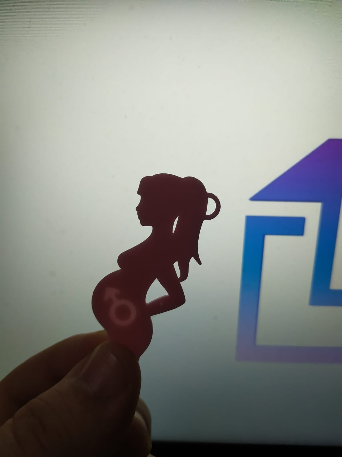 translucent keychain pregnant boy girl key ring child transparent 3D print model - Mito3D