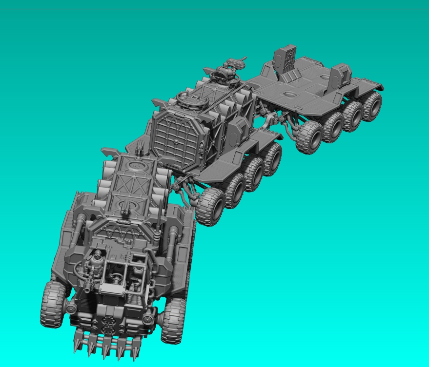 transport bande annonce surveiller récipient tuer l'équipe sci Véhicules stl blindé équipe guerre marteau 41k terre miniature Jeu résine ridgehauler cargaison navire munitorum bolters tempête nécro bandes annonces camion 3D print model - Mito3D