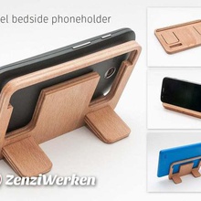 travel bedside phoneholder cnc laser gadget mobile phone zenziwerken stepcraft plywood stand holder lasercut flatpack router 3d print model - Mito3D