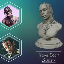 Travis Scott 3d heykel hazır Yazdır büst Sanat heykelcik Vesika adam insan erkek rapçı Travisscott anıt heykeller 3d print model - Mito3D