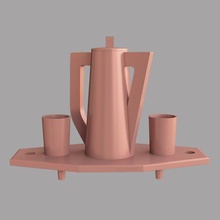 tray jug glasses home pitcher jar jugful vase drink stand cap lid gift game play cup 3d print model - Mito3D